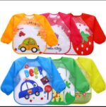 Full Sleeves Washable Waterproof Feeding Bib for Babies and Kids - Random Color - Image 7