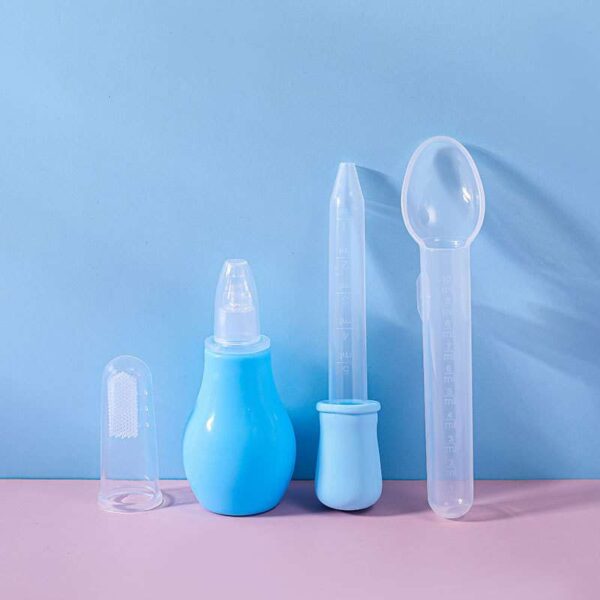 4pcs Baby Health Care Set (Nose Cleaner, Dropper, Finger Brush, Medicine Spoon)