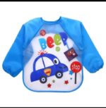 Full Sleeves Washable Waterproof Feeding Bib for Babies and Kids - Random Color - Image 6