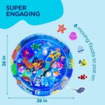 Children's Inflatable Pat Pad Water Play Mat Inflatable Baby Mat Water Pad PVC Ocean Fish Water Pad Toy Cushion Gift for Infants Toddlers Boys Girls Round Play Mat - Image 6