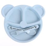 Baby Bowl+spoon+fork Feeding Food Tableware Set Cartoon Bear Kids Dishes Eating Dinnerware Anti-hot Wheat Straw Training Plate - Image 3