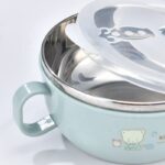Baby Feeding Bowl with Lids Stainless Steel double-layered Insulated Bowl Spoon Set Children Tableware Cartoon Printed Easy To Clean Children Food Bowl 1pcs - Image 7