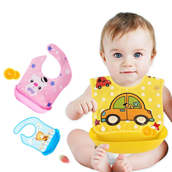 Waterproof Baby Bib Baby Tray Bibs Baby Food catcher Lunch Feeding Bib-Multicolor(1 Pcs)