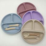 Food Grade Silicone Baby Tableware Set Soft Non-Slip Feeding Plate Sucker 3-Piece Dinner Spoon Fork Plate Set for Kids Dining - Image 5