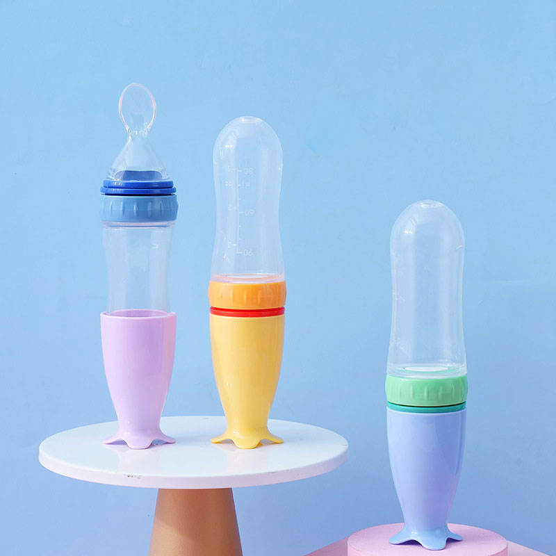 H3c3b9404a04e44b19bd36661898464c9i BPA Free 90ml Silicone Squeeze Bottle Spoon Toddler Food Dispensing Spoon Baby Feeding Bottle Spoon - Image 1