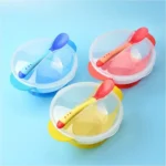 Baby Suction Cup Bowl Set Non-slip and Anti-fall Baby Bowl With Temperature Sensing Spoon Baby Training Bowl