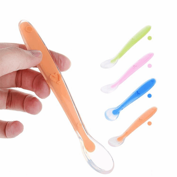 BPA Free Soft Eco-friendly Silicone Baby Spoon Flexible Feeding Spoon for Baby Food