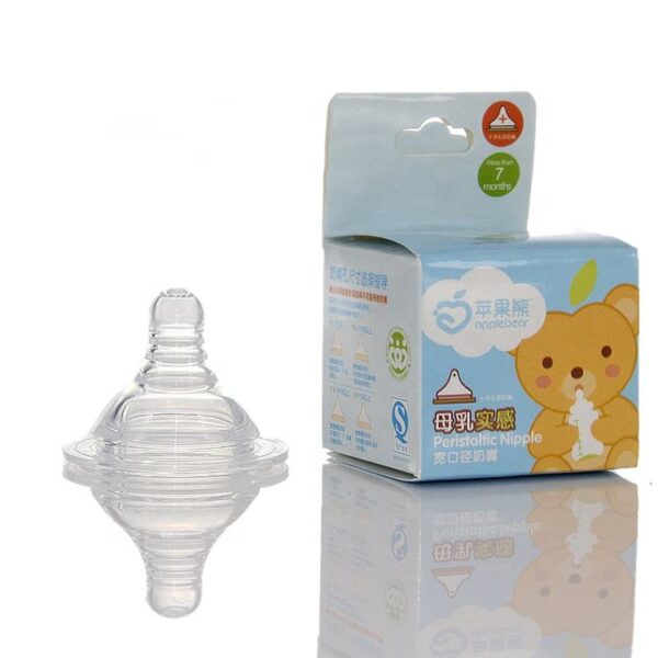 Apple Bear Durable Wide Mouth Baby Soft Pacifier All-silicone Food Grade feeder Baby Nipple