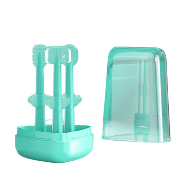 3 in 1 3-Sided Soft Silicone Baby Toothbrush Kit Oral Tongue Coating Swab Cleaning Brush for Kids Teeth Cleaning Brush With Box