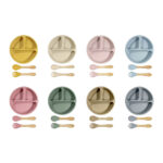 Food Grade Silicone Baby Tableware Set Soft Non-Slip Feeding Plate Sucker 3-Piece Dinner Spoon Fork Plate Set for Kids Dining - Image 4