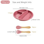 Food Grade Silicone Baby Tableware Set Soft Non-Slip Feeding Plate Sucker 3-Piece Dinner Spoon Fork Plate Set for Kids Dining - Image 3