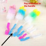 Small Size 2-Piece Set 2 Bottle Plastic Brush for Baby Nipple Nylon Glass Bottle Sponge Design Style - Image 3