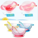 Baby Suction Cup Bowl Set Non-slip and Anti-fall Baby Bowl With Temperature Sensing Spoon Baby Training Bowl - Image 2