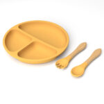 Food Grade Silicone Baby Tableware Set Soft Non-Slip Feeding Plate Sucker 3-Piece Dinner Spoon Fork Plate Set for Kids Dining - Image 2
