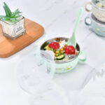 Baby Feeding Bowl with Lids Stainless Steel double-layered Insulated Bowl Spoon Set Children Tableware Cartoon Printed Easy To Clean Children Food Bowl 1pcs - Image 5