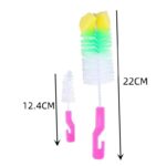 Small Size 2-Piece Set 2 Bottle Plastic Brush for Baby Nipple Nylon Glass Bottle Sponge Design Style - Image 2