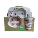 5pcs Cute Animal Design Set of 5pcs Custom Baby Bamboo Fiber Dinnerware Sets
