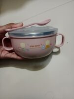 Baby Feeding Bowl with Lids Stainless Steel double-layered Insulated Bowl Spoon Set Children Tableware Cartoon Printed Easy To Clean Children Food Bowl 1pcs - Image 3