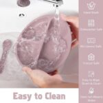 Silicone Baby Feeding Set Dining Utensils for Baby Led Weaning Suction Plate Bowl with Sippy Cup Lid - Image 7