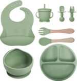 Silicone Baby Feeding Set Dining Utensils for Baby Led Weaning Suction Plate Bowl with Sippy Cup Lid - Image 2