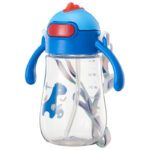 Cartoon-Design Anti-Fall Plastic Straw Water Cup with Handle Portable - Image 3