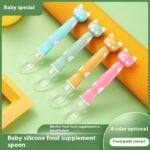 Children's Training Tableware-Newborn Silicone Soft Head Spoon for Baby's Supplementary Food Solid Pattern Spoon