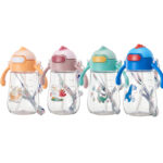 Cartoon-Design Anti-Fall Plastic Straw Water Cup with Handle Portable - Image 5