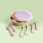 1Plate+2Spoon & a Silicone lid Baby Feeding Set Multicolor Silicone | Food Grade Silicone Dining Plate Combination Baby Feeding Dining Plate Cartoon Kids Dishes Eating Training Accessories - Image 6