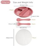 1Plate+2Spoon & a Silicone lid Baby Feeding Set Multicolor Silicone | Food Grade Silicone Dining Plate Combination Baby Feeding Dining Plate Cartoon Kids Dishes Eating Training Accessories - Image 5
