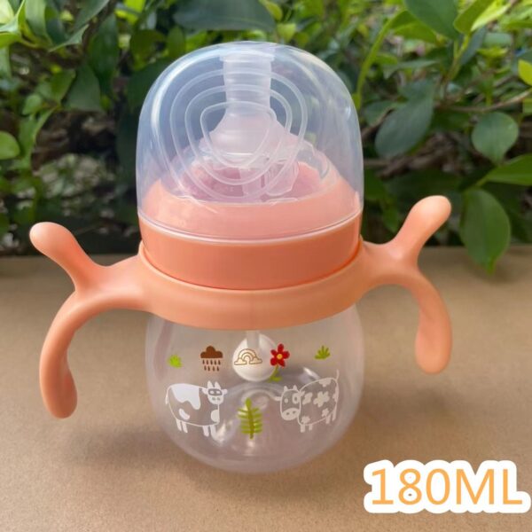 Newborn Baby Silicone Cow Milk Bottle Anti-Bloating Feature PP Real Feeling Breast Milk Tool Straw Milk Bottle