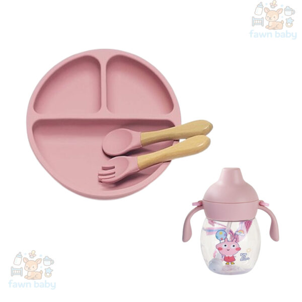 Silicone Plate with Spoon & Duck Beck Mum pot/ Water pot 2 in combo pack