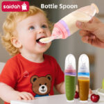 120ml/4OZ BPA Free Baby Products Silicone Infant Food Fruit Rice Paste Squeeze Dispensing Spoon Feeder Bottle - Image 5