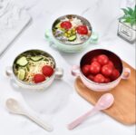 Baby Feeding Bowl with Lids Stainless Steel Insulated Bowl Spoon Set - Image 2