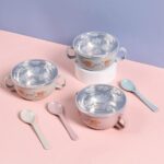 Baby Feeding Bowl with Lids Stainless Steel Insulated Bowl Spoon Set - Image 4
