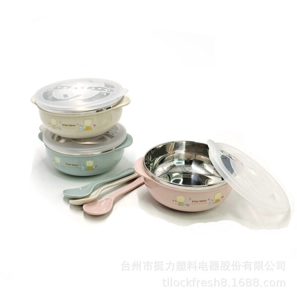 Large Stainless steal Baby feeding Bowl With Lid & Spoon- 450ml