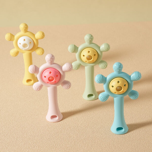 Colorful Rattles Baby Toys New Bpa Free Teether silicone Rattle Toy